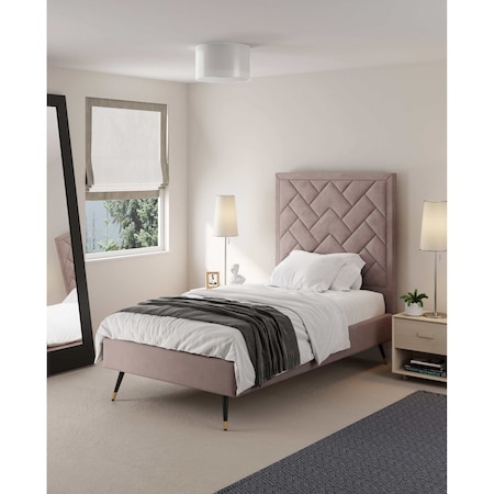 Manhattan Comfort Crosby Twin-Size Bed in Blush BD009-TW-BH